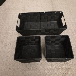 Black Woven Storage Basket Set